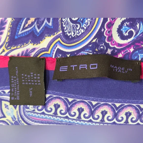 Etro Multicolor Silk Scarf 17.5"X17" - Picture 5 of 7